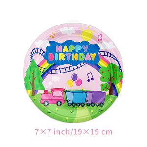 JIALIN - Platos y Vasos Desechables de Papel con Diseño de Cerditos Coloridos para Decoración de Fiestas de Cumpleaños Infantiles - Product Image 3