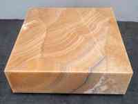 Table basse carrée en marbre onyx miel naturel SH STONE, plateau poli, cube, plateforme basse, table centrale en pierre, luxe pour salon