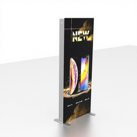 Afficheur publicitaire double face en aluminium autoportant avec éclairage LED rétroéclairé, design portable et taille personnalisable
