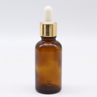 Flacon en verre ambré avec bouchon doré/bambou pour emballage cosmétique, vente en gros, 5ml, 10ml, 15ml, 20ml, 30ml, 50ml, 100ml