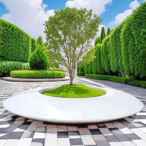 G027 Custom Fiberglass Tree Planter Chair Terrazzo Glowing Landscape <b>Bench</b> UHPC GRC Hospital Mall School Hotel Outdoor Public - Product Image 4