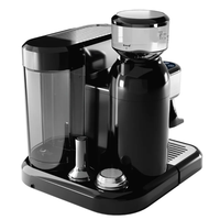 Machine à café expresso 19 bars avec moulin intégré, mousseur à lait, réservoir d'eau de 1,4 L, 2 inserts à tasses, chauffage thermobloc, noir