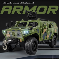Modèle de véhicule blindé miniature 1:32, camouflage désertique, jouet blindé avec portes ouvrables et mitrailleuse rotative, voiture télécommandée pour enfants