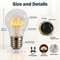 Ampoule LED rechargeable en plastique DC E40 en gros, motif LED personnalisé, lumière décorative sans fil USB-C pour cadeau d'anniversaire