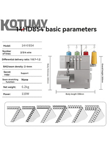 Máquina de Coser Overlock 220V Doméstica de Sobremesa, Máquina Overlock de Dos, Tres y Cuatro Hilos - Product Image 3