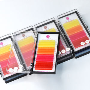 लैशप्लस कारखाना पेशेवर की आपूर्ति रंगीन पलक एक्सटेंशन जे i b + d l m कर्ल रंगीन एकल रेशम पलकों - Product Image 3