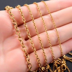 Collier classique en acier inoxydable plaqué or, chaîne à maillons Rolo, collier minimaliste pour homme et femme, bijoux en métal, cadeau - Product Image 4