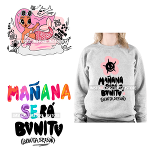 Nuovo Album di Halloween Manana Sera Bonito La Bichota stagione carino ferro su DTF adesivi di trasferimento lavabili pronti a premere per l'abbigliamento - Product Image 1