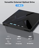 Graveur de DVD externe multifonction USB3.0 7-en-1 avec prise en charge du DVD RW pour les ports CD/DVD et carte SD/TF pour PC Windows Linux