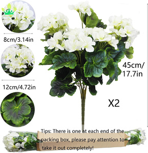 Géraniums Artificiels Fleurs De Soie Blanc Bush Fleurs Géraniums Branche pour Jardin Patio Grave Vase Table Centre De Table Décor Intérieur - Product Image 2