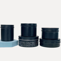 Barattolo in Alluminio Nero Opaco Rotondo da 100ml con Coperchio Scorrevole, Contenitore per Pomata, Candele, Caramelle