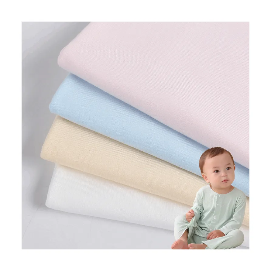 Boran Textile Eco-Friendly Weft Knit Baby Thermal Organic 70% Bamboo Fiber 30% Cotton 130gsm Single Bamboo Jersey Fabric