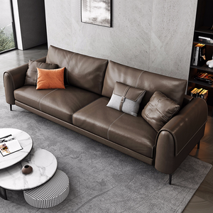 خمر البني جلد طبيعي الأريكة كرسي غرفة المعيشة أثاث طقم أرائك - Product Image 5