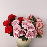 Bouquet de roses artificielles en soie en gros, 10 têtes, pour décoration de mariage