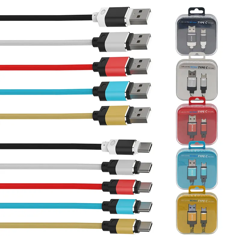 Wholesales TPE USB cable OEM Usb A to C 3.3ft 6ft 10ft fast charging sync data USB Charging cable with plastic box for option