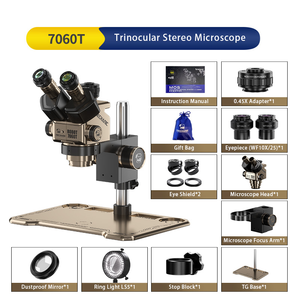 <span class=keywords><strong>Microscope</strong></span> stéréoscopique trinoculaire ROBOT 7060T 7X-60X Zoom continu HD Grand angle Oculaire réglable Adaptateur de caméra CCD 0.45X - Product Image 2