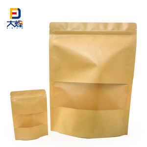 Cấp thực phẩm có thể tái chế Túi giấy Kraft túi dây kéo Ziplock hạt cà phê Snack túi màu nâu giá rẻ giấy kraft <span class=keywords><strong>doypack</strong></span> với cửa sổ - Product Image 2