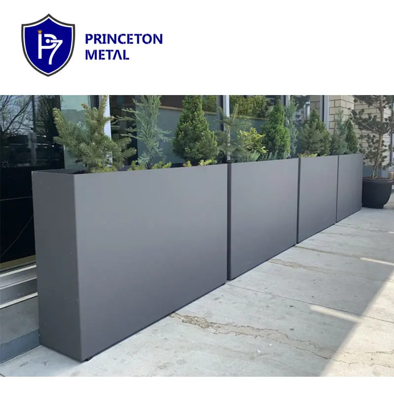 PRINCETON METAL Outdoor large silver aluminum planters in powder coating