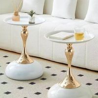 Tables basses de salon en métal brillant pour la famille, petite table d'appoint ronde pour coin lecture