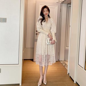 ZYHT-ropa elegante para mujer, vestidos sexys plisados informales de malla <span class=keywords><strong>transparente</strong></span> con lentejuelas y farol, 5298 - Product Image 4