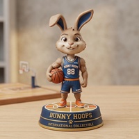 Figurine de lapin mascotte de basketball en résine personnalisée en gros, statue de lapin, décoration de bureau sportive, objet de collection