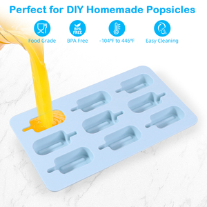 Bán Buôn Màu Hồng Màu Xanh Lá Cây Bầu Trời Màu Xanh 9 Khoang 100% Cấp Thực Phẩm <span class=keywords><strong>Silicone</strong></span> Popsicle Khuôn Mẫu Bpa-Miễn Phí Chuẩn Bị Thực Phẩm Khuôn Mẫu Cho Diy Popsicle - Product Image 2