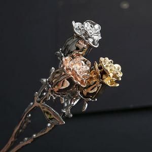 Épingle à Cheveux Style Ancien Chinois Romantique avec Rose et Feuilles Vertes, Breloque en Cristal, pour Femmes, Vintage Hanfu - Product Image 3