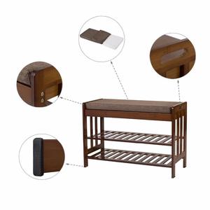 Bamboo <strong>Wooden</strong> <strong>Shoe</strong> Racks Stands Entryway <strong>Shoe</strong> <strong>Storage</strong> <strong>Bench</strong> <strong>with</strong> <strong>Cushion</strong> for Home - Product Image 3