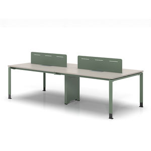 Ensemble de bureaux modulaires modernes et durables pour personnel de bureau, style panneau bois, combinaison double pour 2 personnes ou quadruple pour 4 personnes - Product Image 1