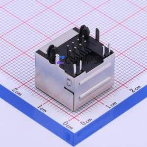 R-RJ45R08P-C000 Ethernet Connector (RJ45 RJ11) Bent Lead Through Hole Connector RJ45 Jack Right Angle Insert 1 With LED - Product Image 2