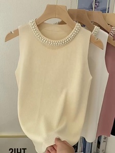 Nouvelle Collection Été – <span class=keywords><strong>Gilet</strong></span> Tricoté <span class=keywords><strong>Sans</strong></span> Manches pour <span class=keywords><strong>Femme</strong></span> avec Perles – Haut Décontracté - Product Image 5