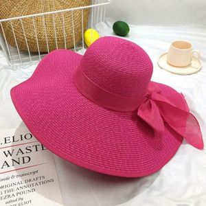 Wholesale Beach Seaside Vacation Summer Women <b>Straw</b> <b>Hat</b> Bowknot Wide Brim Summer Beach Floppy Gorras - Product Image 4