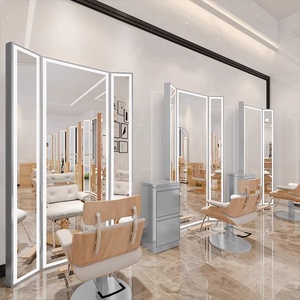 Miroir de salon professionnel moderne <span class=keywords><strong>à</strong></span> trois volets, mobilier de salon commercial, <span class=keywords><strong>table</strong></span> autoportante en verre - Product Image 2