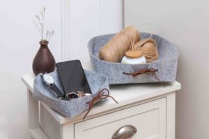 Multiuso Minimalista Pieghevole Per Uso Domestico <span class=keywords><strong>Feltro</strong></span> Bagno Cestino di Immagazzinaggio Grigio - Product Image 2