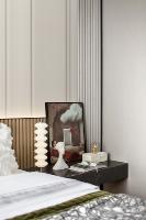 Panneau mural SUNGPU, panneau mural décoratif en cuir incurvé 3D, panneau mural rigide pour la décoration intérieure d'hôtels et de villas