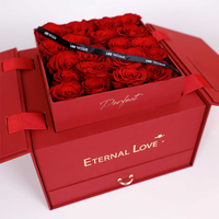 Luxe saint valentin amour boîte à fleurs créatif rose Double porte boîtes bouquet arrangement deux couches boîte-cadeau pour fleuristes