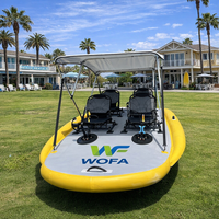 Bateau à pédales multi-personnes, planche de surf gonflable, bateau de tourisme avec parasol pour zones panoramiques, ailerons élargis, modèle en PVC