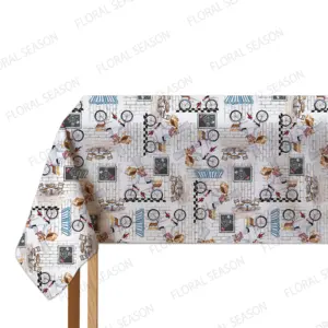 OEM ODM Custom Colorful Print Polyester Cotton Washable Table Cloth For Dinning Room Restaurant Waterproof