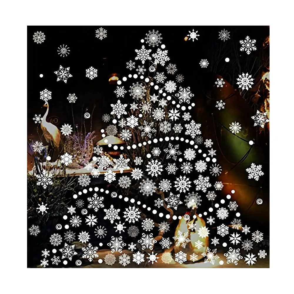 Рождественская елка винтажная стеклянная Снежная наклейка рождественские наклейки для дизайна ногтей рождественские Наклейки для декора окон