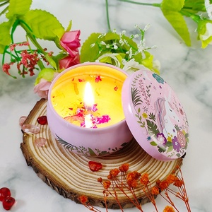 Vela de cera de soja pequena jasmine, venda quente, jarra de lata, flor perfumada - Product Image 1