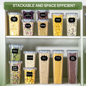 Set <span class=keywords><strong>di</strong></span> 27 Contenitori in Plastica Senza BPA, 3 Misure, Trasparenti per Alimenti Secchi, Cereali, Noci, Caramelle, Organizzazione Dispensa, Riso, <span class=keywords><strong>Cucina</strong></span> - Product Image 5
