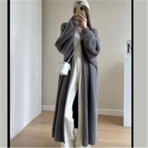 Stylische Flauschige Strickjacken, Locker Geschnittene Lange Jacken, Mohair-Pullover, Einfarbige Midi-Cardigans für Damen - Product Image 4