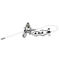 FRRK Plug anal en métal à toucher lisse pour massage de la prostate adulte, perles anales BDSM, plug anal avec cathéter urinaire et anneau pénien