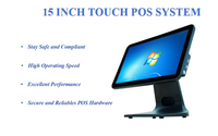 Máquina terminal de sistemas POS Android Windows de 15 pulgadas, pantalla LED única, hardware de hostelería POS, caja registradora móvil