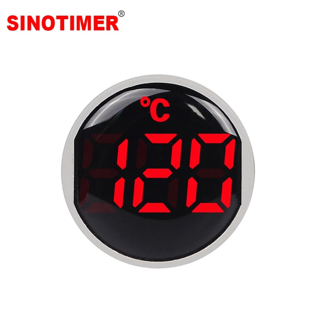 ST16C-01 22mm LED Digital Display Temperature Indicator Signal Thermometer Measuring Range -20-120 Celsius AC 50-380V