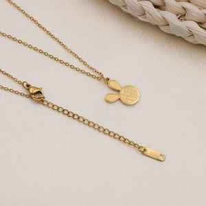 Rabbit Shaped Engraved Pendant Necklace Gold Women's Everyday Wear Geometric Cartoon Design Clavicle Chain - Product Image 3