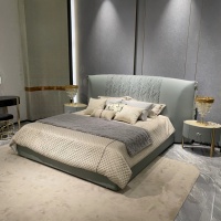 Italienisches Luxus-Lederbett mit Kopfteil, Luxuriöse Schlafzimmer-Sets, Möbel für Hauptschlafzimmer, Neuestes Luxus-Kingsize-Bettgestell