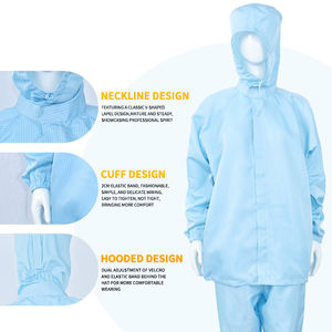 Vêtements de travail antistatiques bleus et blancs, combinaison antistatique, capuche, vêtements sans poussière, vêtements ESD, vêtements antistatiques - Product Image 4