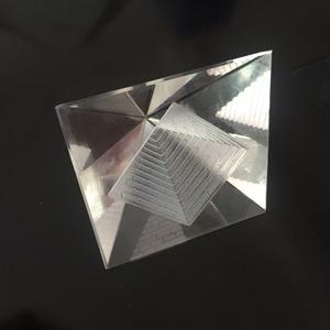 Fengshi 80mm Pyramide creuse en verre cristal, thème ICEBERG, gravée au laser, presse-papiers, ornement de collection, pièce vierge pour méditation - Product Image 5