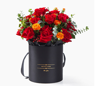 Boîte à fleurs rigide personnalisée en carton cylindrique, emballage de bouquet, boîte cadeau avec poignée, écologique, haut de gamme, pour fleurs fraîches, séchées ou préservées